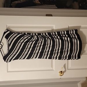 Grey Striped Loft Dress Medium Petite